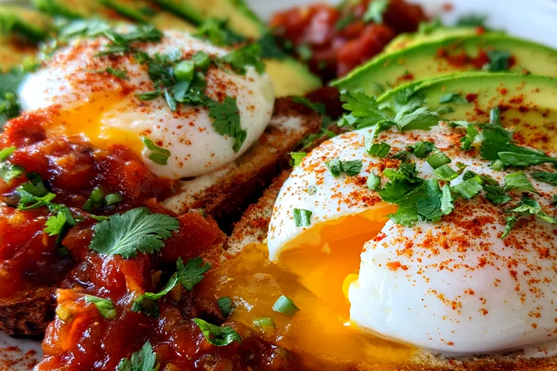 Fresh ingredients for Avocado Salsa Breakfast Stack
