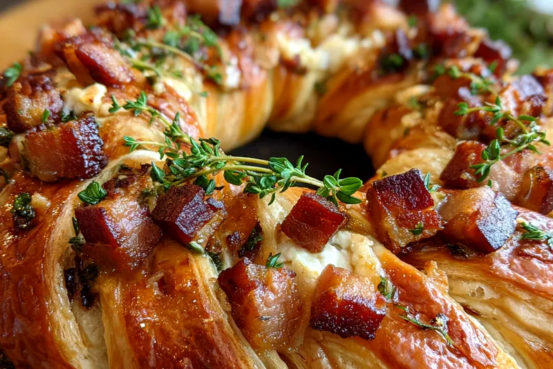 Cooking process for Bacon Brie Crescent Wreath