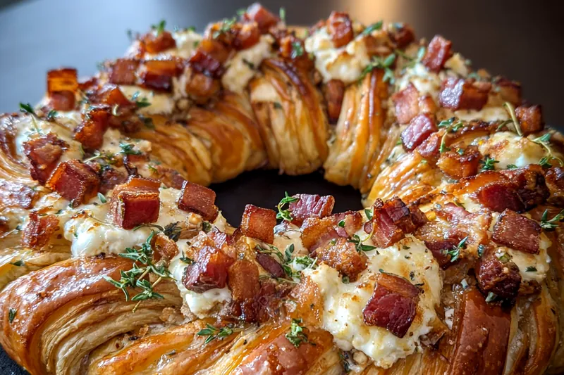 Fresh ingredients for Bacon Brie Crescent Wreath