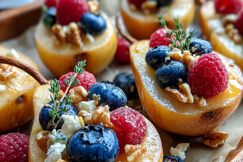 Cooking process for Baked Pears with Berries and Cheese