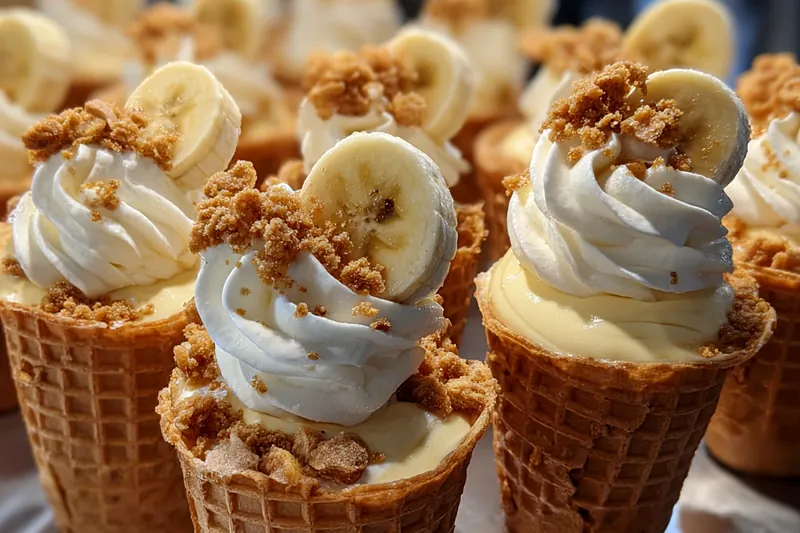 Cooking process for Banana Cream Waffle Cones