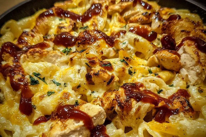 Fresh ingredients for Barbecue Chicken Cheese Pasta