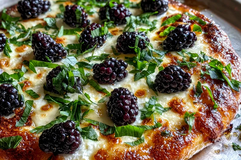 Cooking process for Blackberry Basil Cheese Pizza