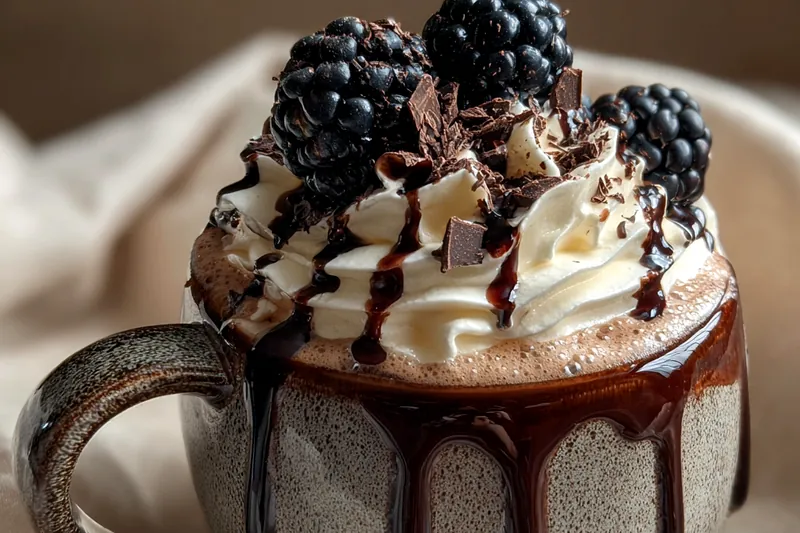 Fresh ingredients for Blackberry Whipped Hot Chocolate