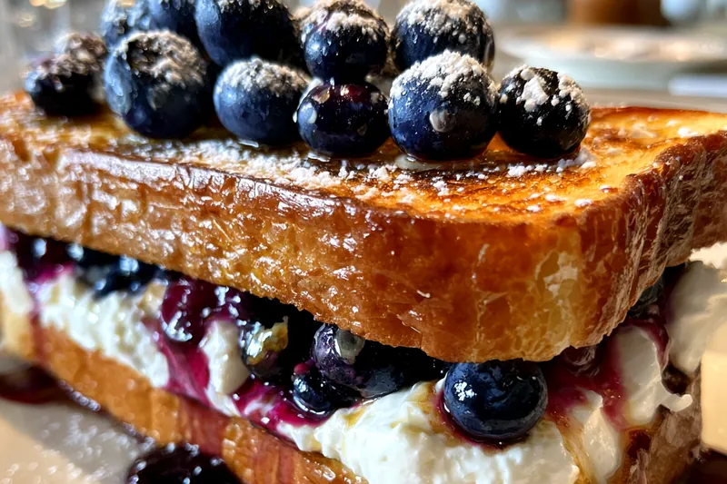 Fresh ingredients for Blueberry Cream Toast Delight