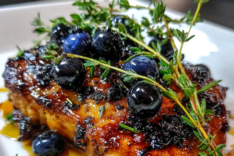 Cooking process for Blueberry Thyme Glazed Chicken
