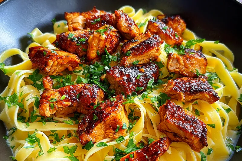 Cooking process for Cajun Honey Chicken Pasta