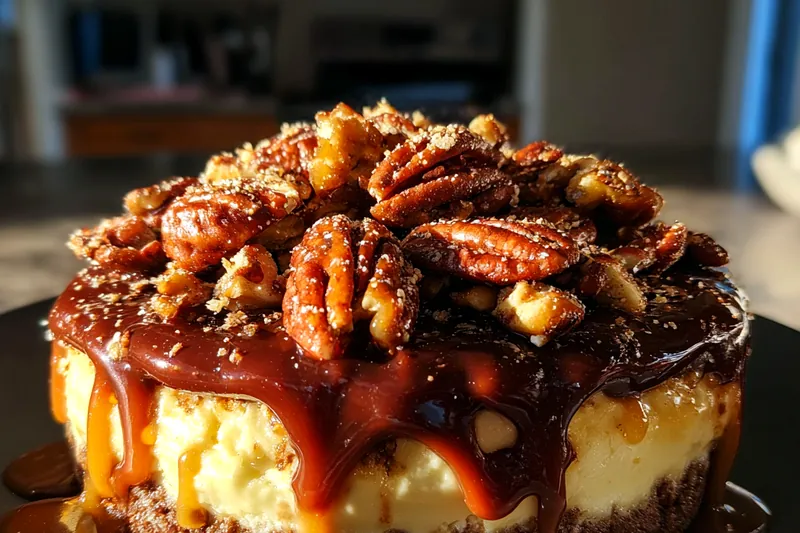 Fresh ingredients for Caramel Pecan Cheesecake