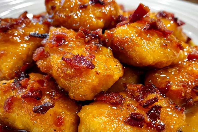 Cooking process for Caramelized Bacon Glazed Chicken