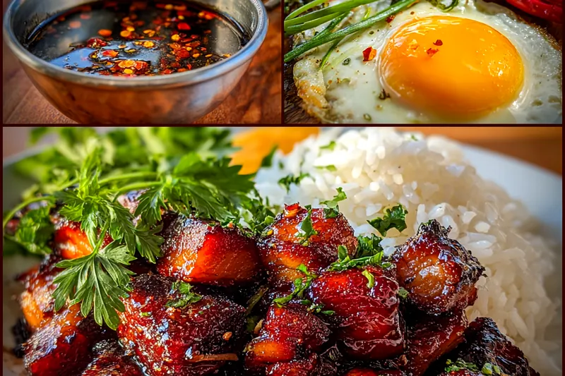 Cooking process for Caramelized Pork with Rice