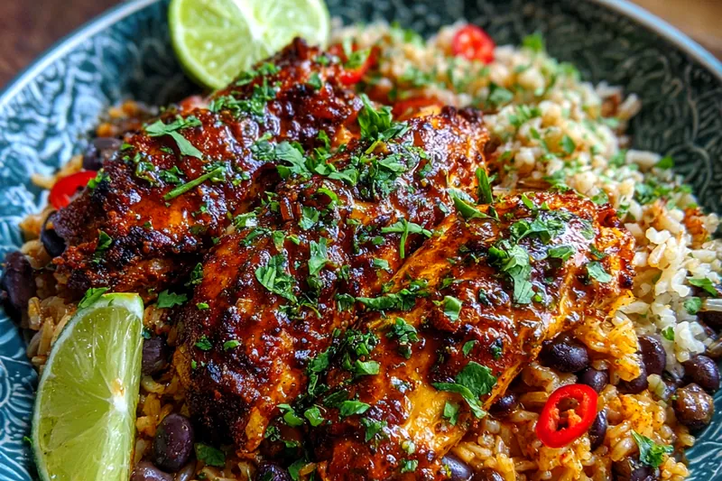 Fresh ingredients for Caribbean Grilled Chicken Rice