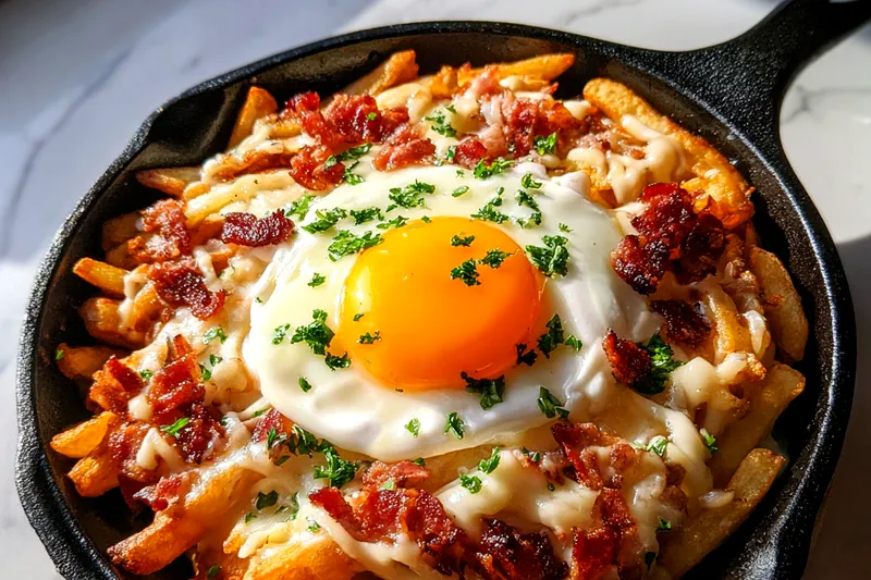 Cooking process for Cheesy Bacon Breakfast Skillet