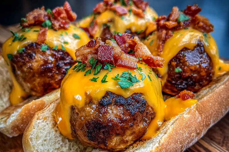 Cooking process for Cheesy Bacon Meatball Sub