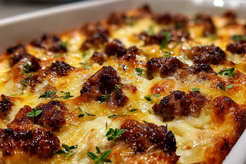 Fresh ingredients for Cheesy Sausage Breakfast Bake