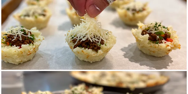Cheesy Stuffed Mashed Potato Nests