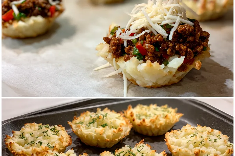 Fresh ingredients for Cheesy Stuffed Mashed Potato Nests