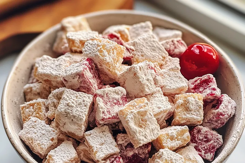 A close-up shot of Cherry Cheesecake Treats before being garnished, showcasing the creamy filling and cherry topping.