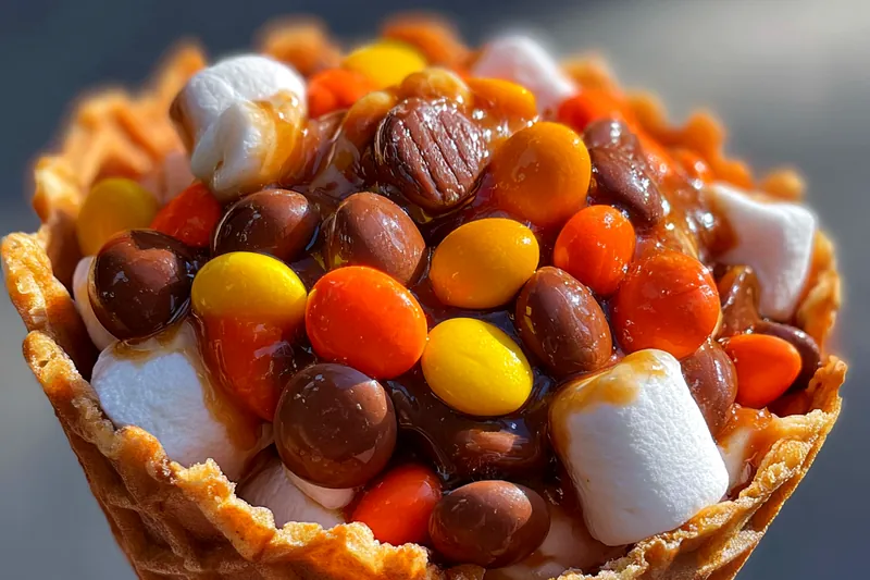 Cooking process for Chocolate Candy Waffle Cones