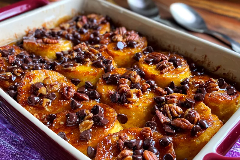 Cooking process for Chocolate Chip Pancake Bake