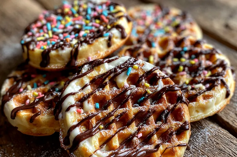 Cooking process for Chocolate Drizzled Waffle Treats