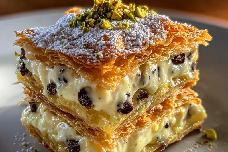 Cooking process for Chocolate Pistachio Pastry Squares