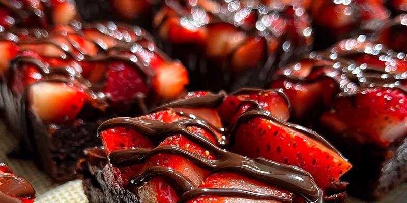 Chocolate Strawberry Brownie Squares