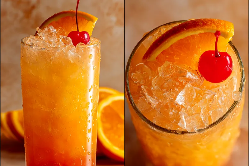 Fresh ingredients for Citrus Cherry Amaretto Cocktail