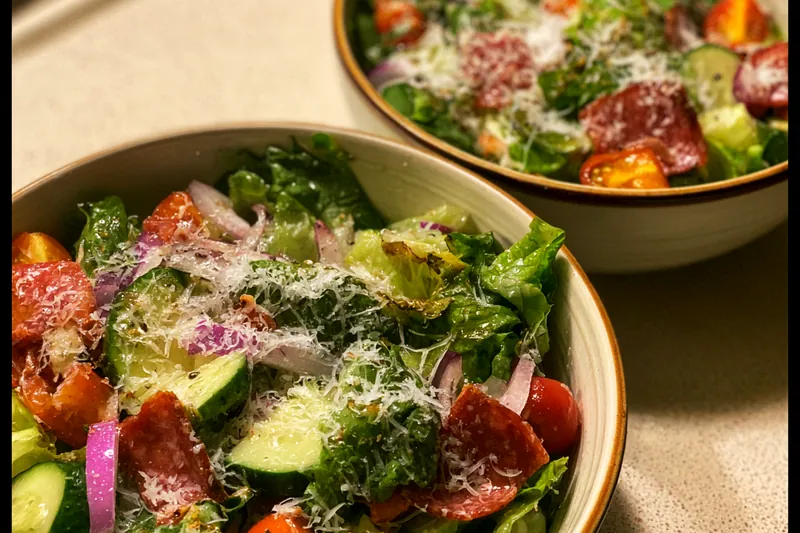 Fresh ingredients for Classic Chopped Salad Delight