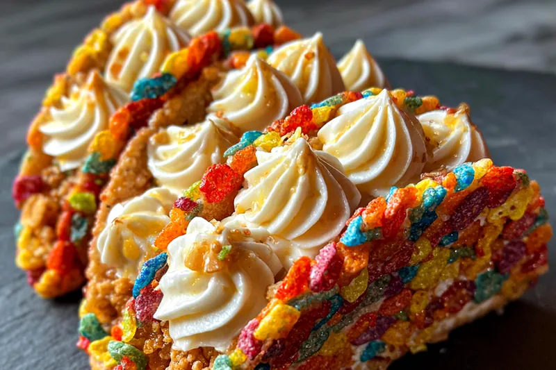 Cooking process for Colorful Cereal Cheesecake Tacos