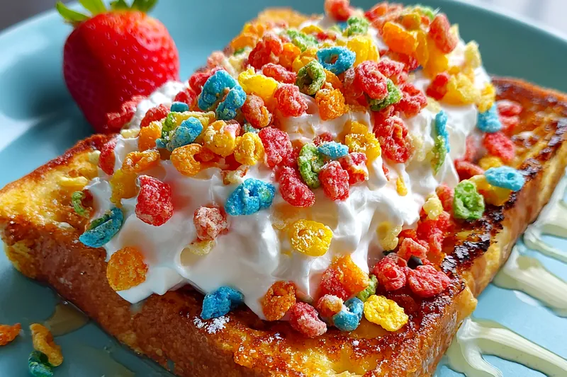 Cooking process for Colorful Cereal French Toast