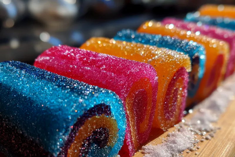 Fresh ingredients for Colorful Fruit Candy Rolls