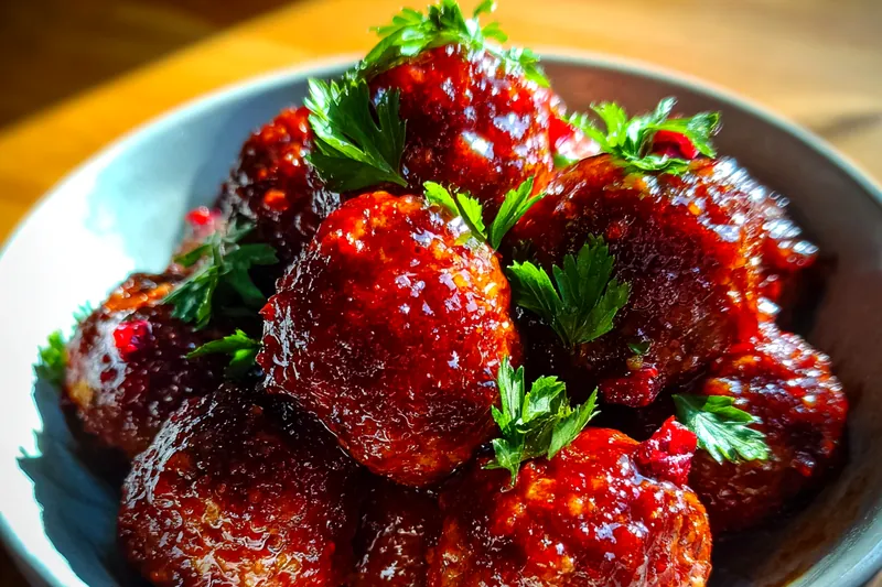 Cooking process for Cranberry Glazed Meatballs