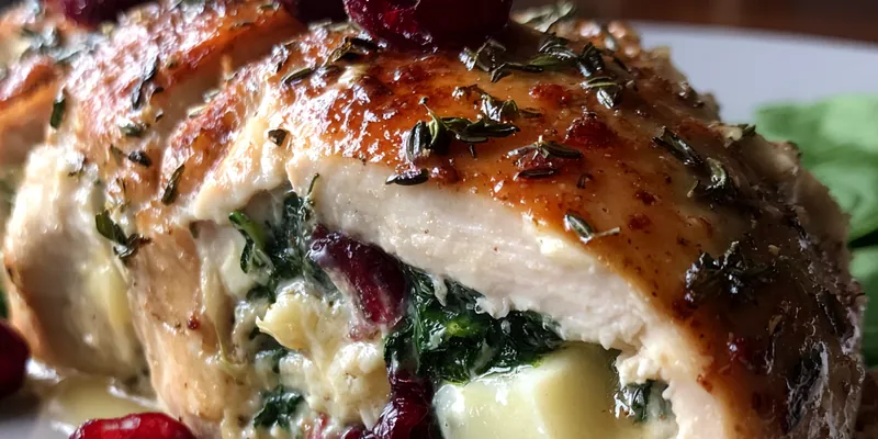 Cranberry Spinach Brie Stuffed Chicken