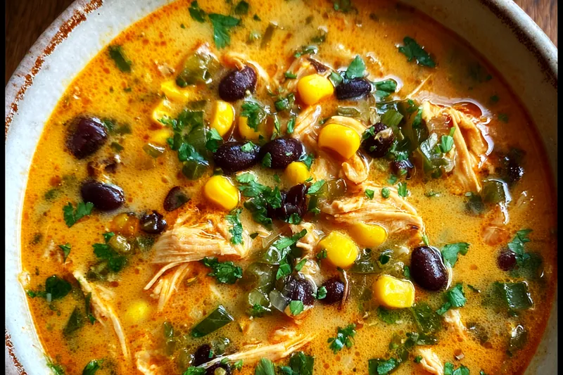 Cooking process for Creamy Chicken Black Bean Corn Soup