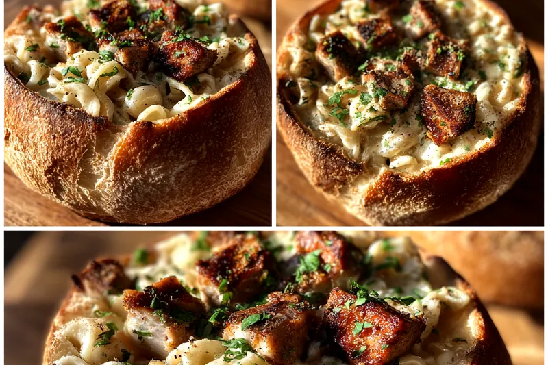 Fresh ingredients for Creamy Chicken Bread Bowls