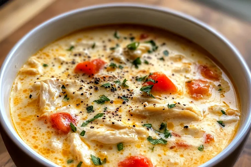 Fresh ingredients for Hearty Creamy Chicken Soup laid out on a kitchen counter.