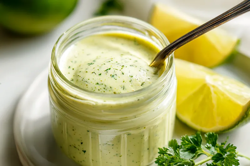 Fresh ingredients for Creamy Cilantro Garlic Sauce