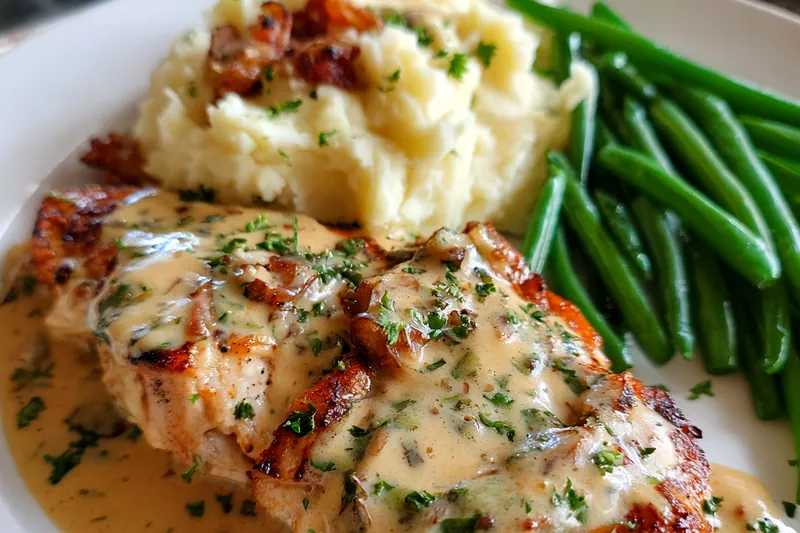 Fresh ingredients for Creamy Garlic Chicken Delight