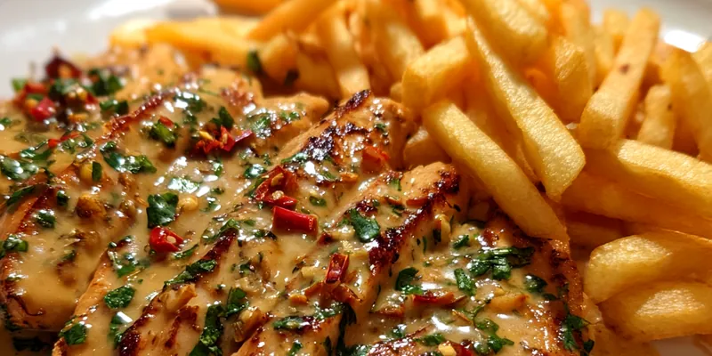 Creamy Garlic Chicken with Fries