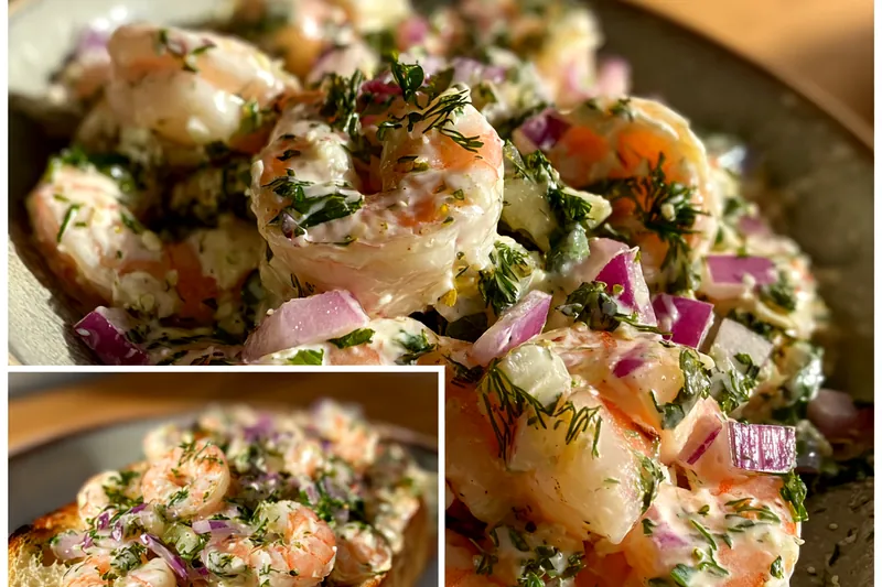 Fresh ingredients for Creamy Herb Shrimp Salad
