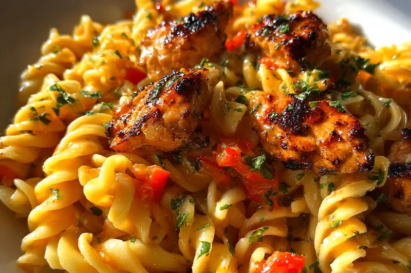 Cooking process for Creamy Jerk Chicken Pasta