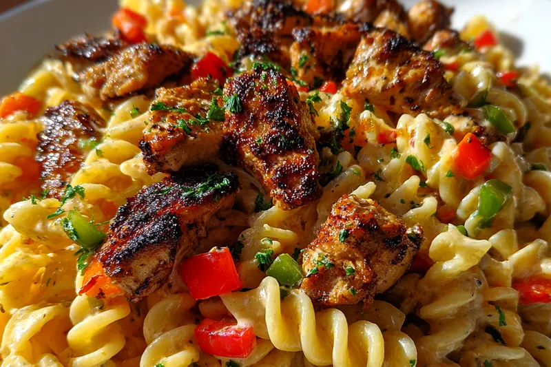 Fresh ingredients for Creamy Jerk Chicken Pasta