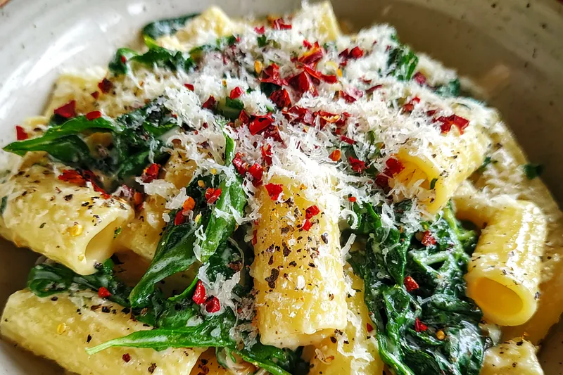 Cooking process for Creamy Lemon Ricotta Pasta with Arugula