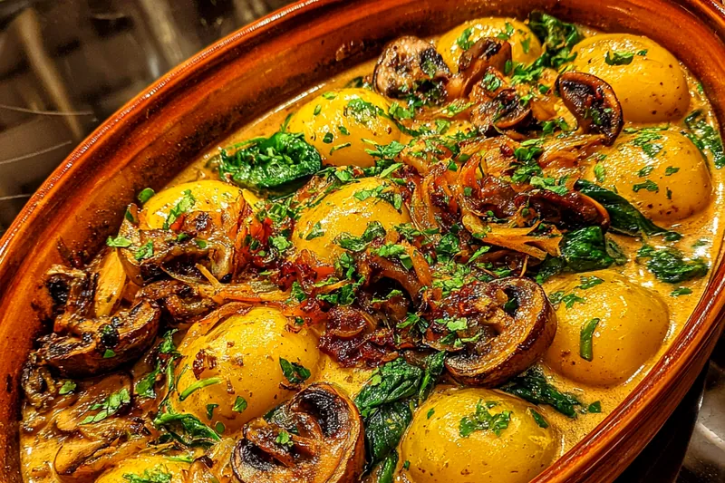 Cooking process for Creamy Mushroom Potato Bake