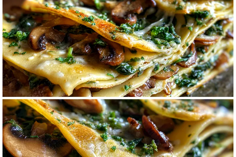 Cooking process for Creamy Mushroom Spinach Bake