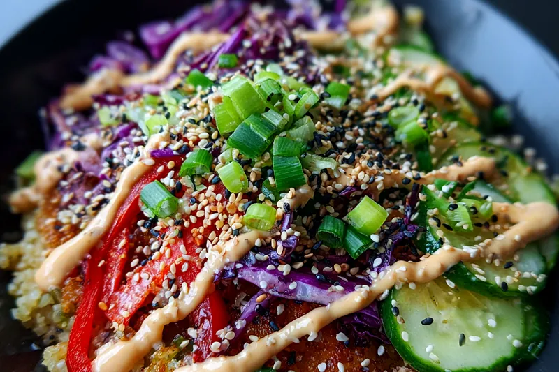 Fresh ingredients for Crispy Asian Rice Salad