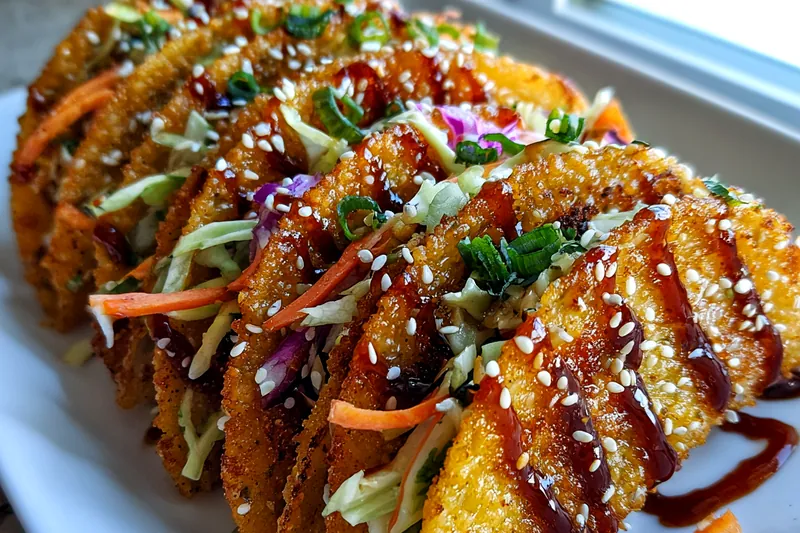 Cooking process for Crispy Asian Wonton Tacos