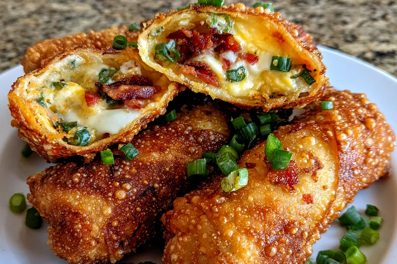 Chef frying the eggrolls in hot oil until golden brown and crispy.