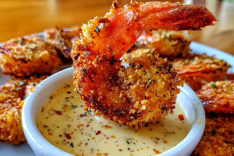A beautiful arrangement of fresh shrimp, Cajun spices, and breading ingredients for Crispy Cajun Shrimp Delight.
