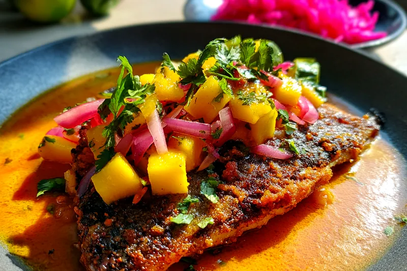 Fresh ingredients for Crispy Fish with Mango